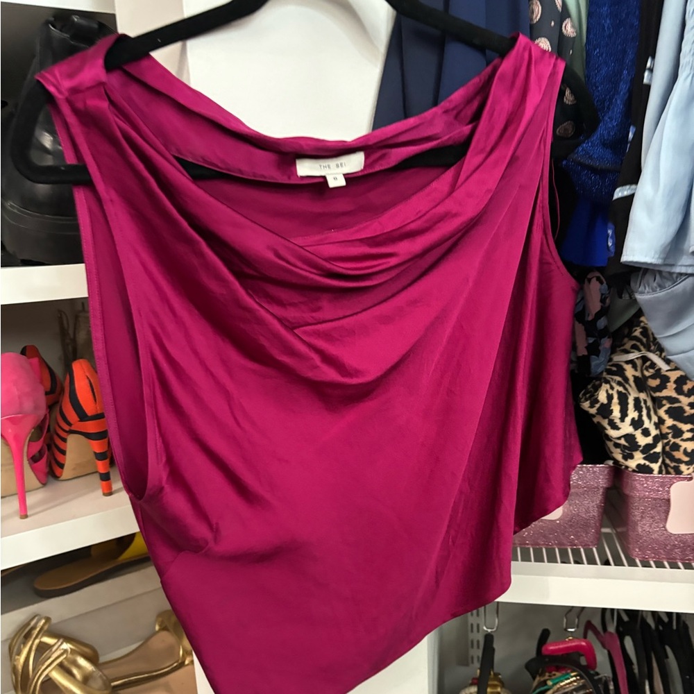 The Sei 100% silk maroon top